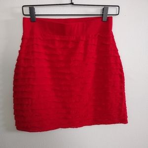 Red mini skirt